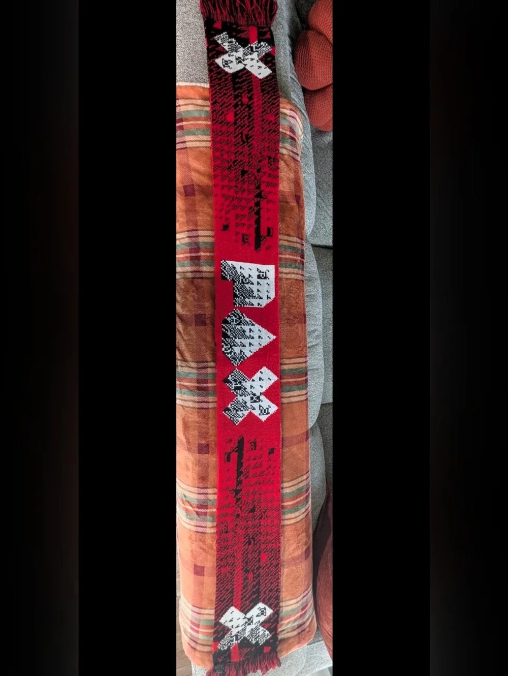 PAX Red Graphic Knit Scarf